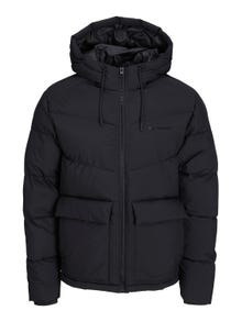 Jack & Jones Core hooded puffer jacket in black