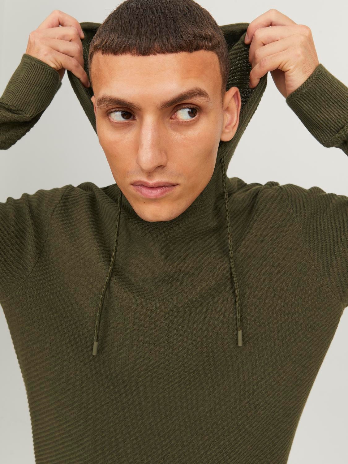 Jack & Jones Plain Hoodie -Olive Night - 12239312