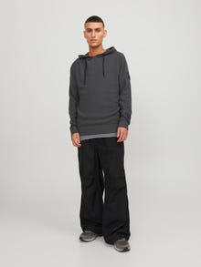 Jack & Jones Plain Hoodie -Asphalt - 12239312