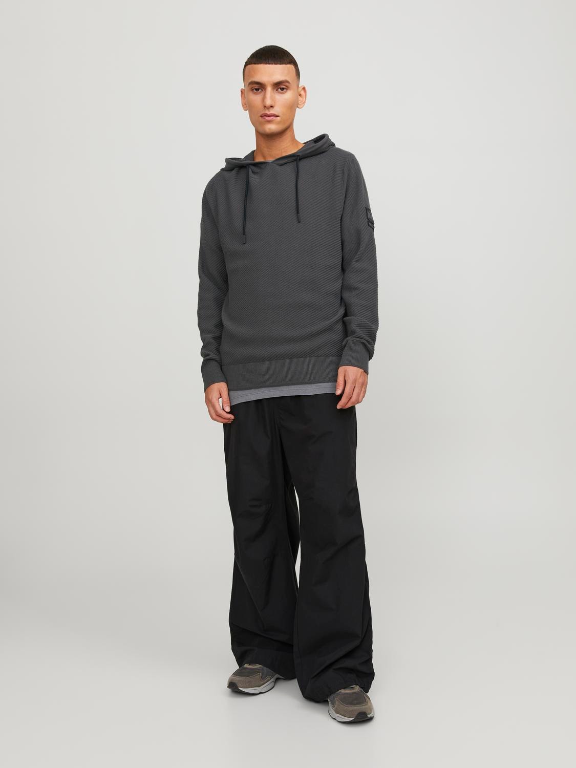 Jack & Jones Plain Hoodie -Asphalt - 12239312