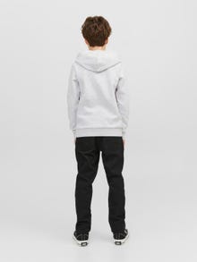 Jack & Jones Printed Hoodie For boys -White Melange - 12239453