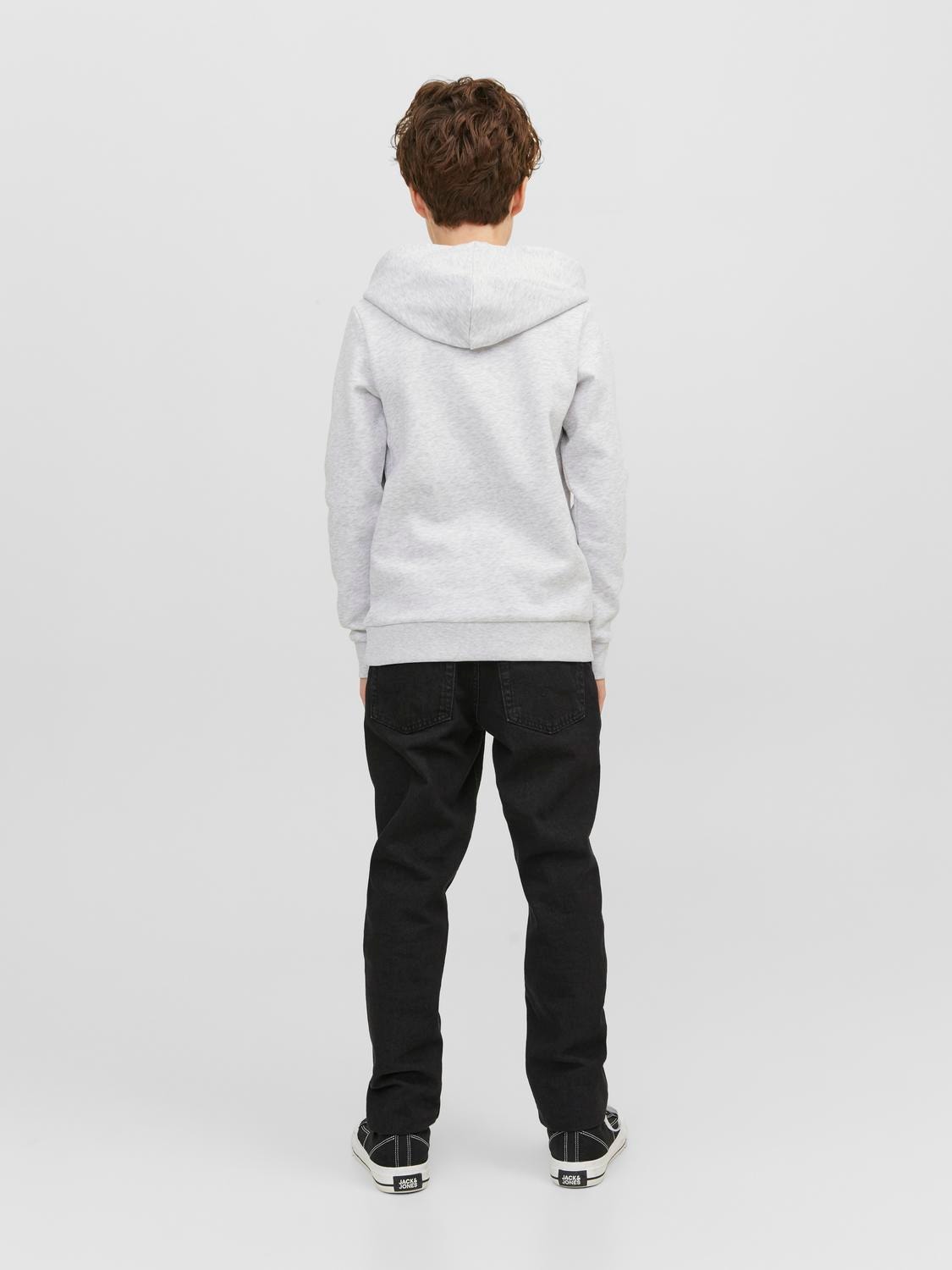 Jack & Jones Printed Hoodie For boys -White Melange - 12239453