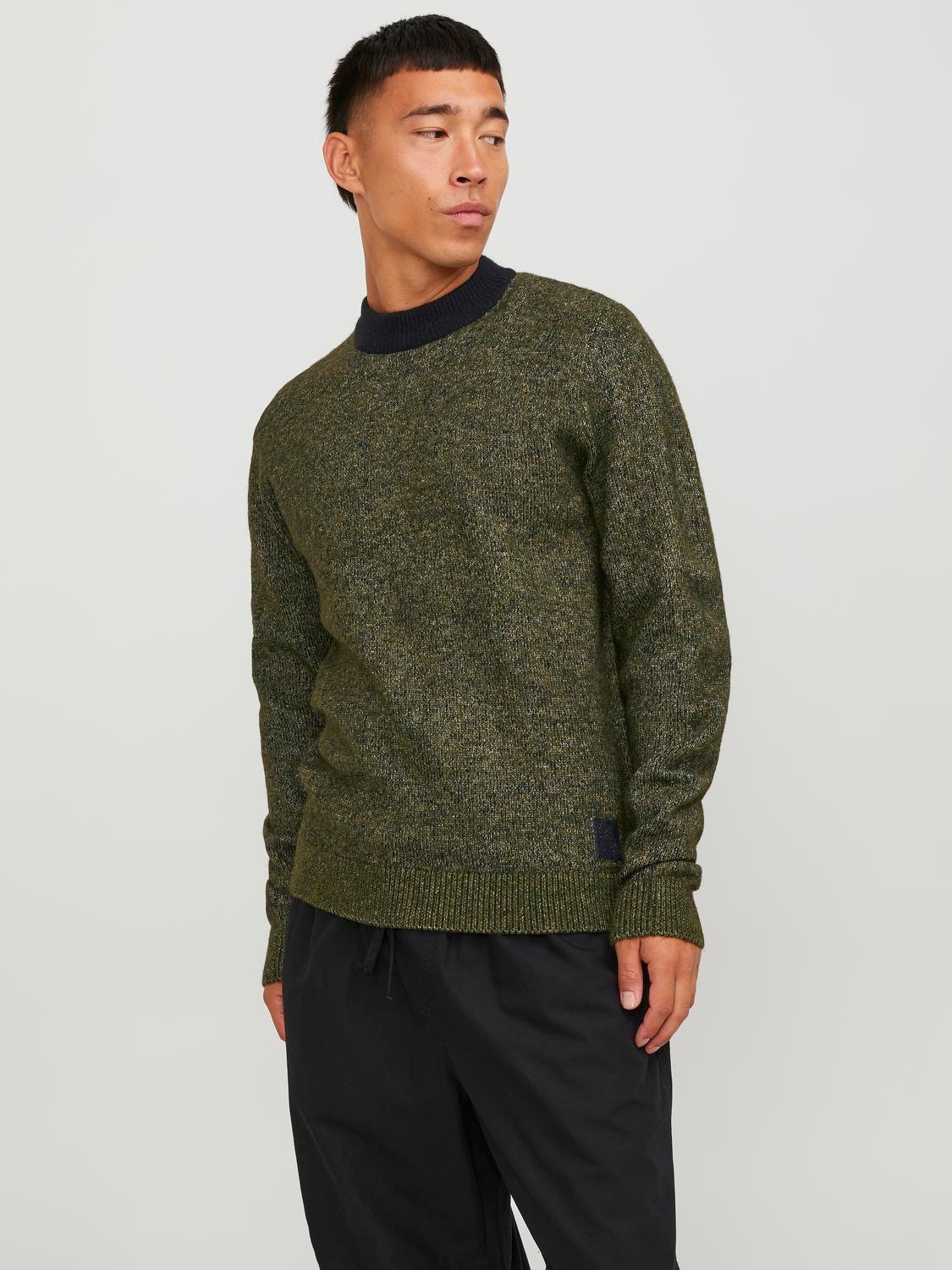 Jack & Jones Melanż Sweter z dzianiny z okrągłym dekoltem -Olive Night - 12239460