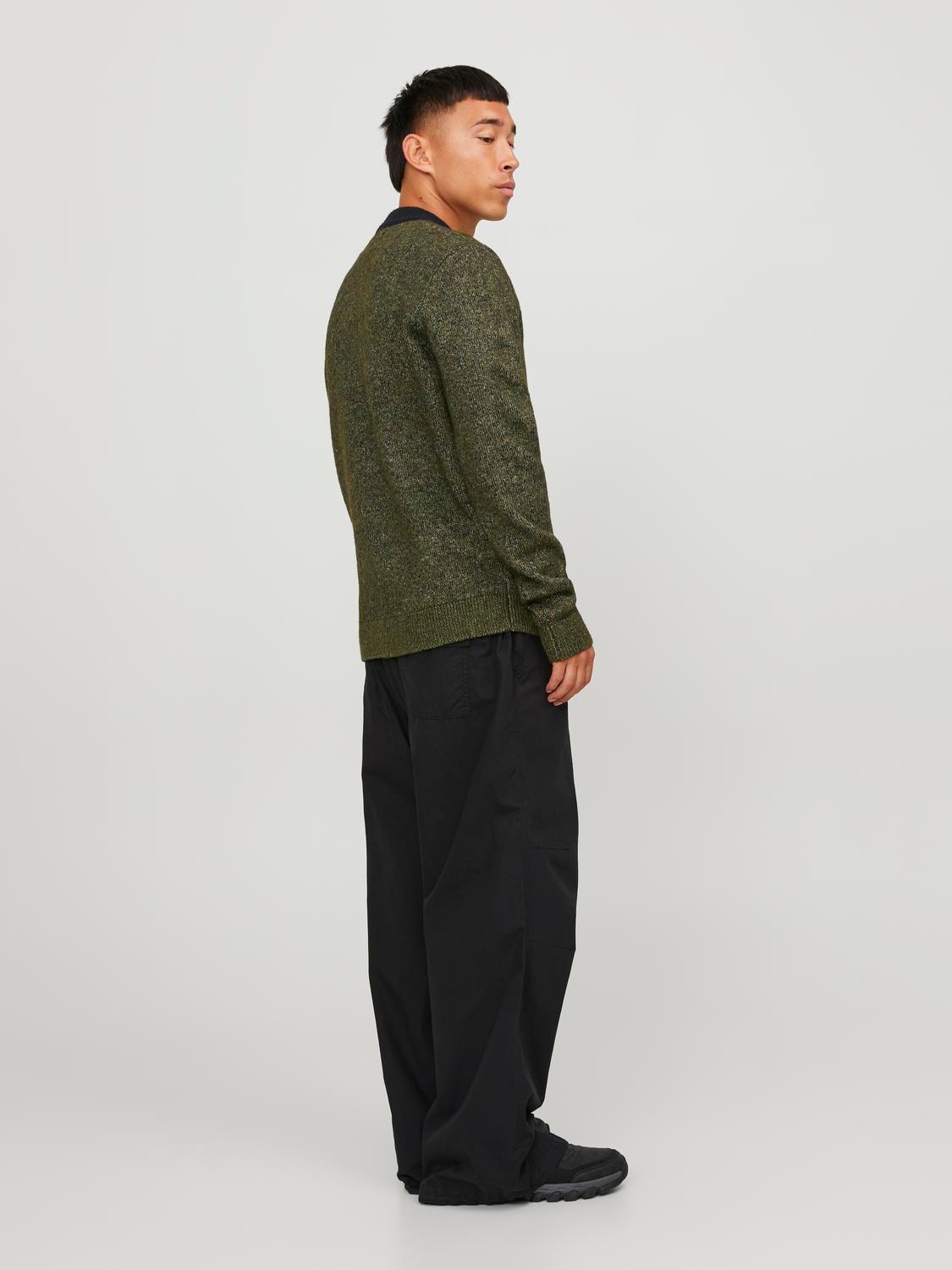 Jack & Jones Melanż Sweter z dzianiny z okrągłym dekoltem -Olive Night - 12239460