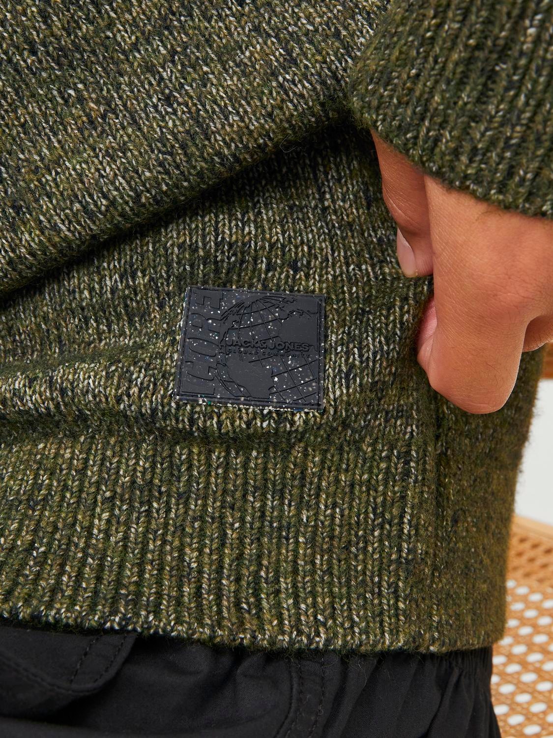 Jack & Jones Melanż Sweter z dzianiny z okrągłym dekoltem -Olive Night - 12239460