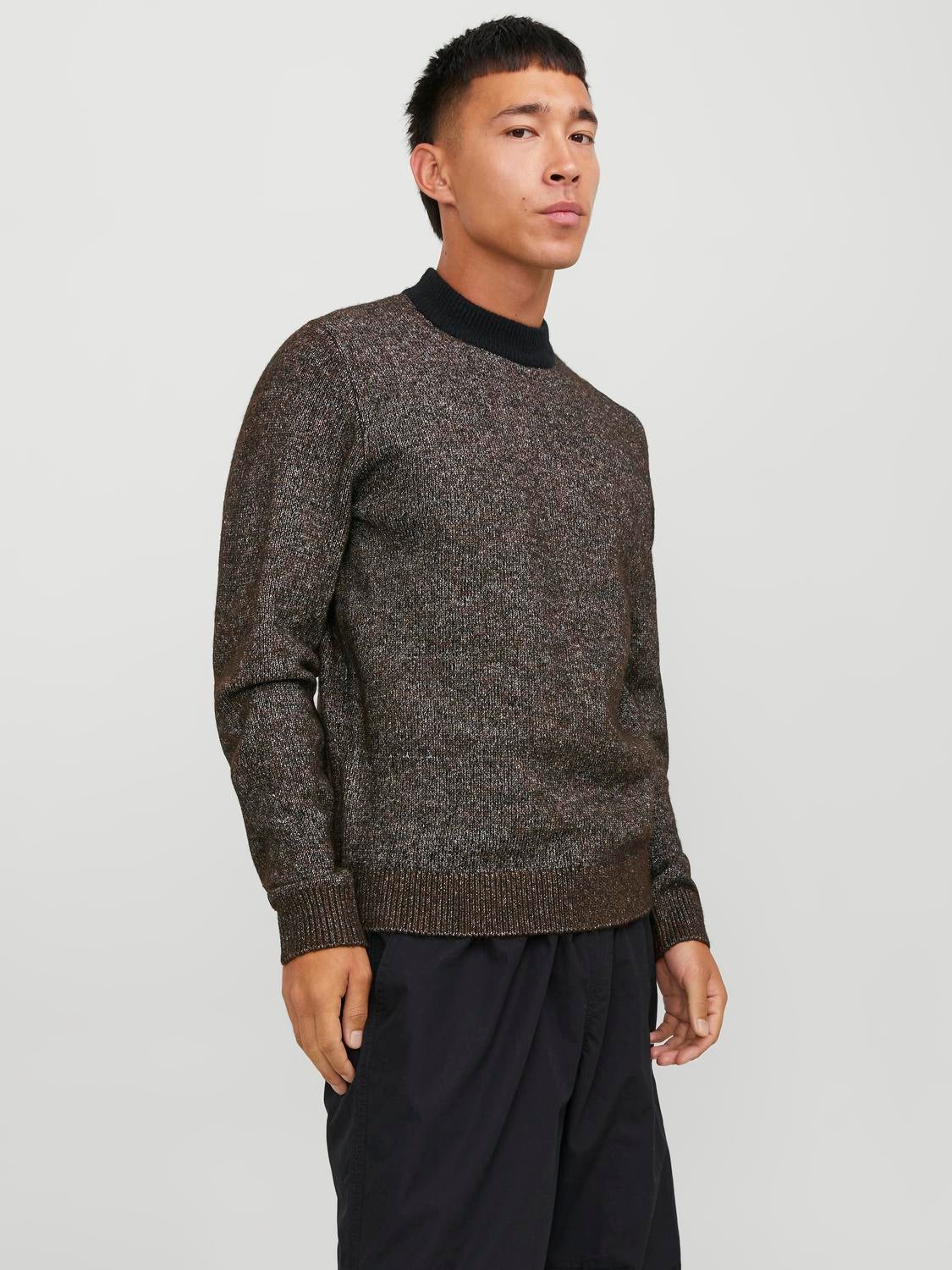 Melange Crew Neck Jumper | Dark Brown | Jack & Jones®