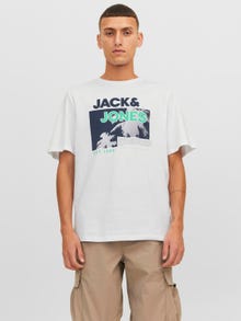Jack & Jones Z logo Okrągły dekolt T-shirt -White - 12239462