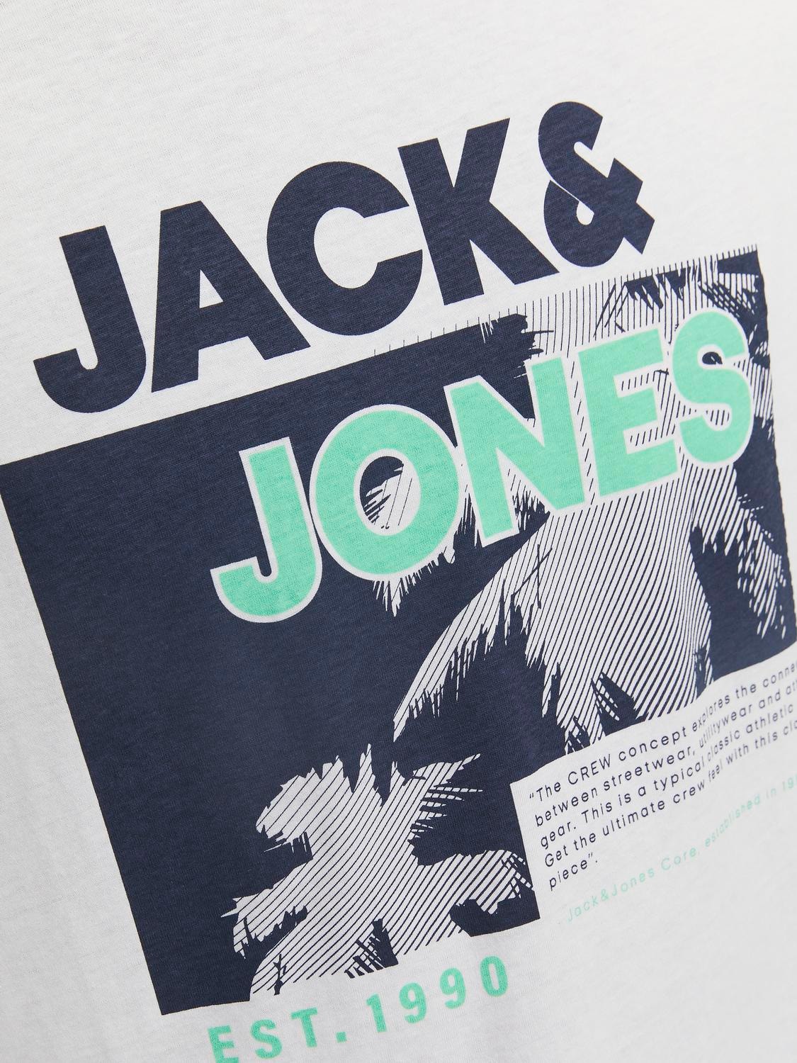 Jack & Jones Z logo Okrągły dekolt T-shirt -White - 12239462