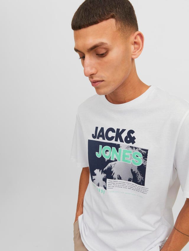 Jack & Jones Logo Ümmargune kaelus T-särk - 12239462