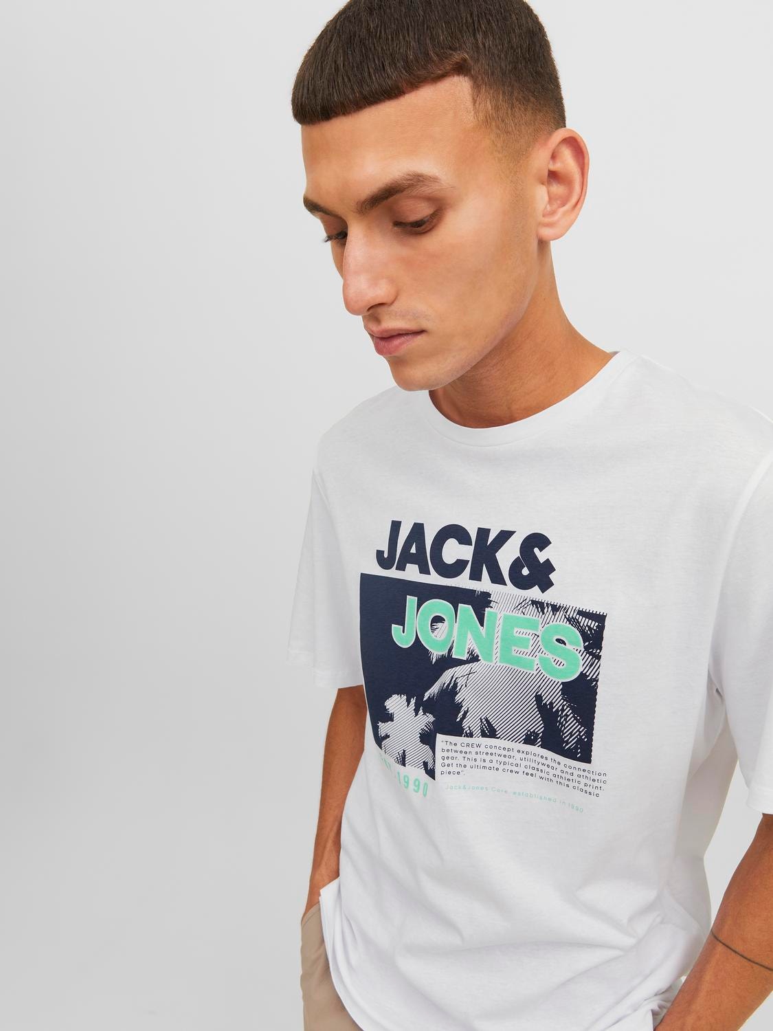 Jack & Jones Logo Crew neck T-shirt -White - 12239462