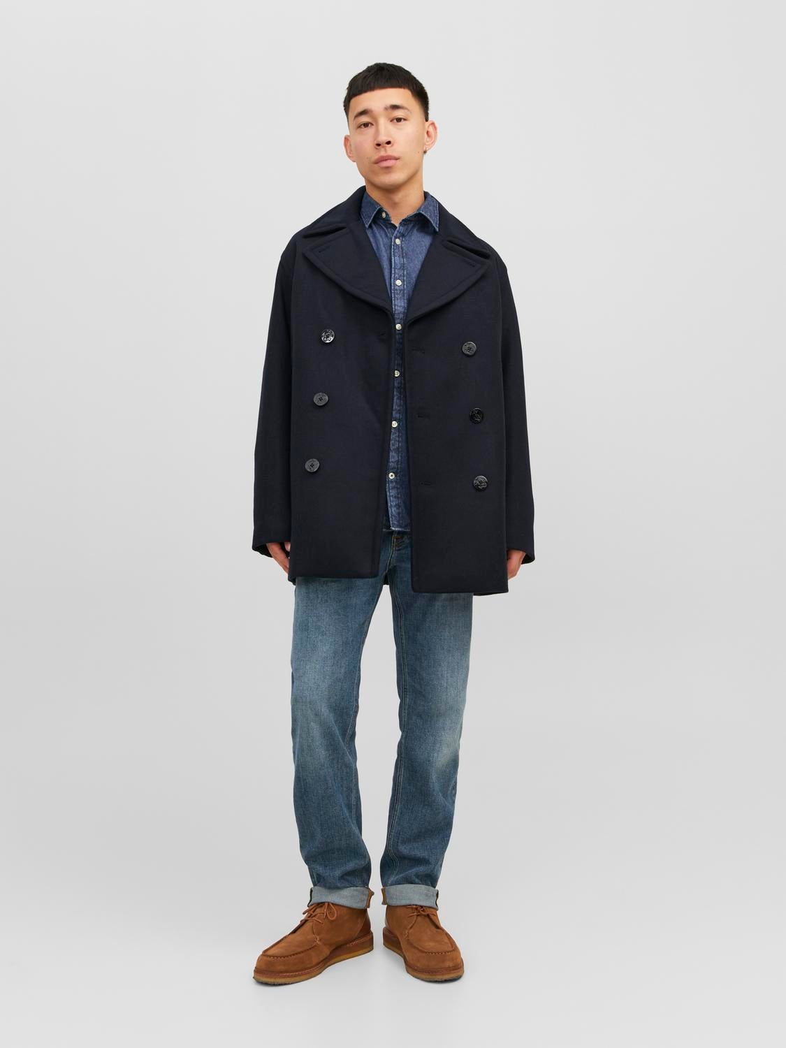 Jack and jones double breasted coat hotsell