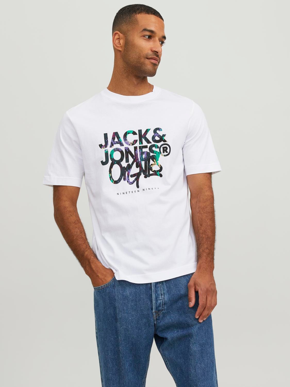 Jack & Jones JJHIKER TEE CREW NECK - Print T-shirt - bluing/royal