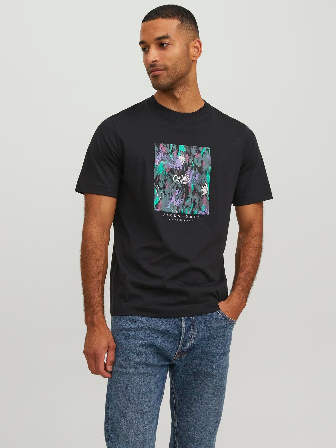 T-shirt Imprimé Col Rond - Jack & Jones - Modalova