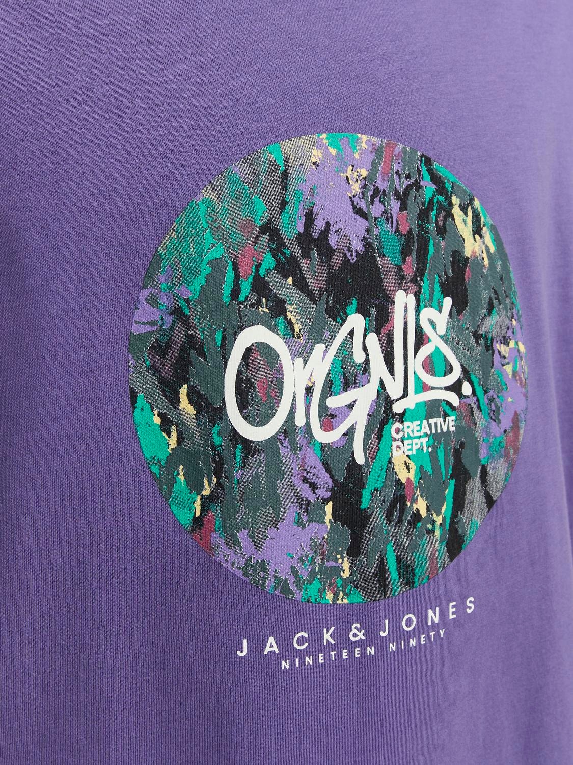Jack & Jones Gedrukt Ronde hals T-shirt -Twilight Purple - 12240120