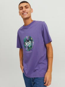 Jack & Jones Printed Crew neck T-shirt -Twilight Purple - 12240120