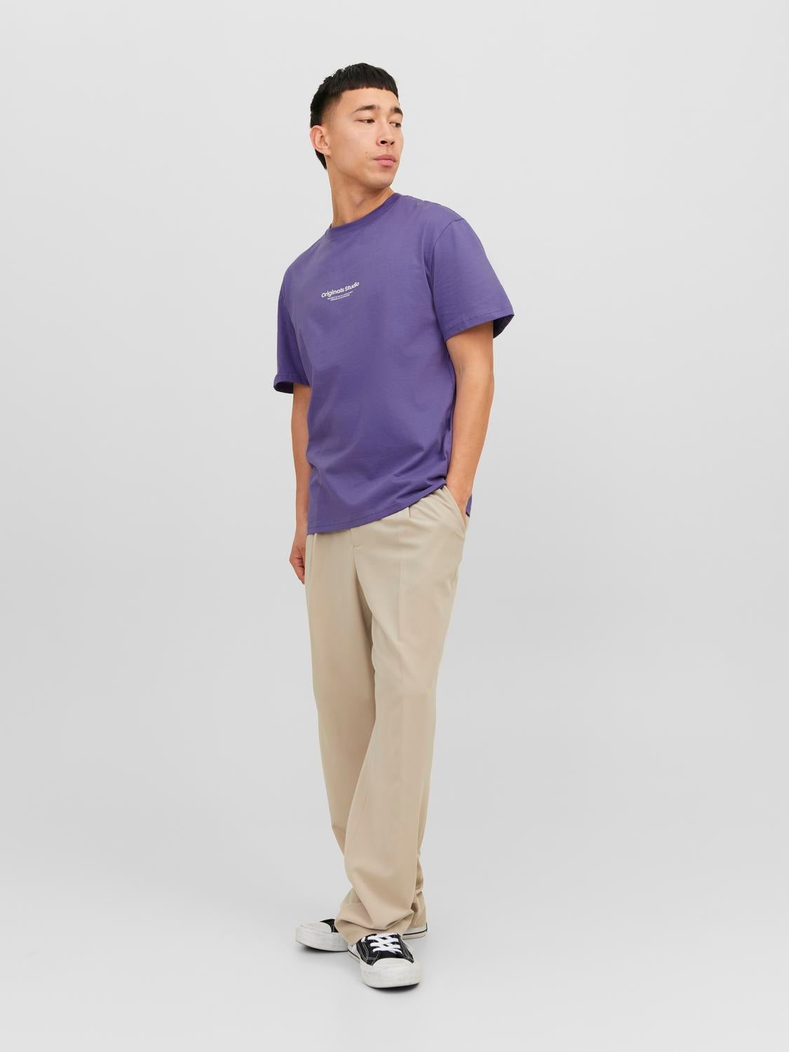 Printed Crew neck T-shirt | Dark Purple | Jack & Jones®