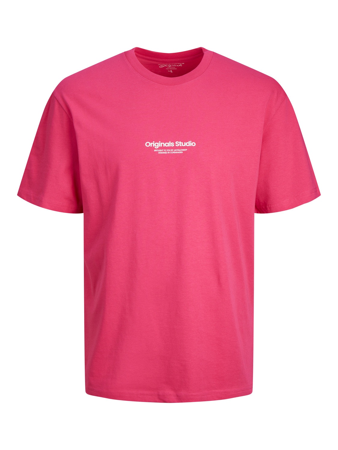 Jack & Jones Printed Crew neck T-shirt -Fuchsia Rose - 12240121