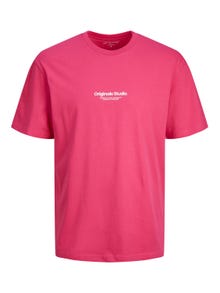 Jack & Jones Printed Crew neck T-shirt -Fuchsia Rose - 12240121