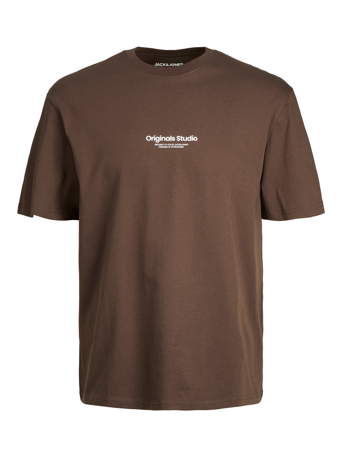 Jack & Jones Printed Crew neck T-shirt -Chocolate Brown - 12240121
