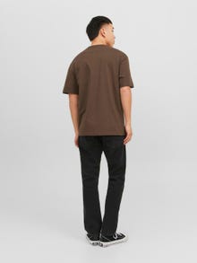 Jack & Jones Spausdintas raštas Apskritas kaklas Marškinėliai -Chocolate Brown - 12240121