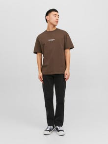 Jack & Jones Spausdintas raštas Apskritas kaklas Marškinėliai -Chocolate Brown - 12240121