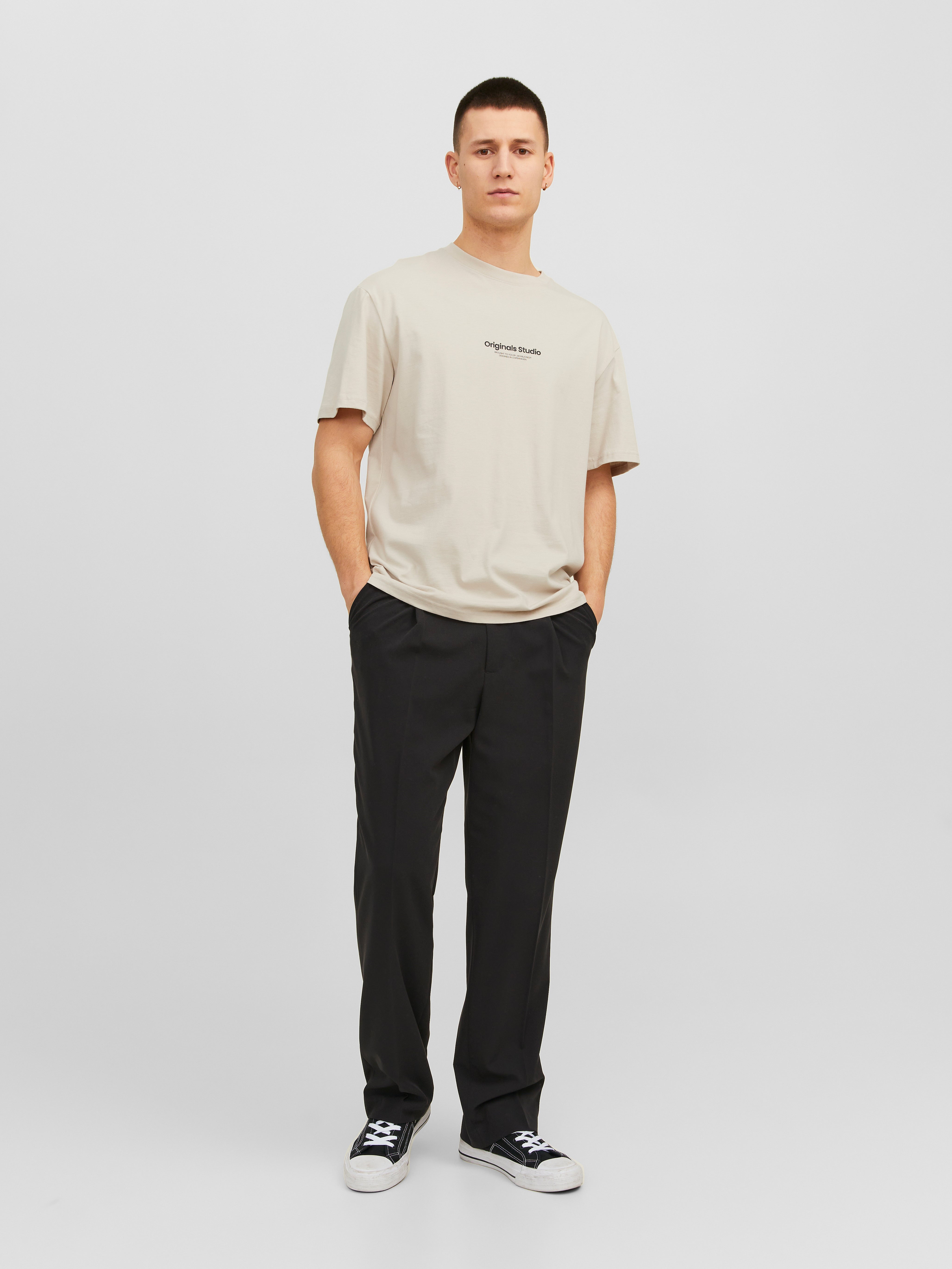 Anthracite HOMME T-shirt 100% coton imprimé à manches courtes et col