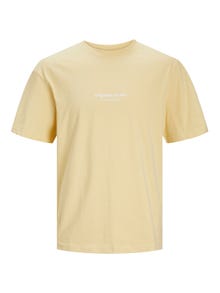 Jack & Jones Tryck Rundringning T-shirt -Italian Straw - 12240121