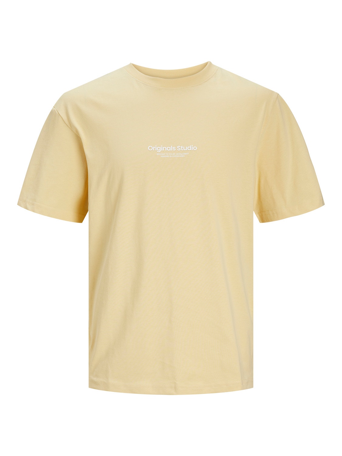 Jack & Jones Tryck Rundringning T-shirt -Italian Straw - 12240121