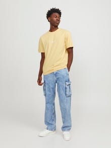 Jack & Jones Trükitud Ümmargune kaelus T-särk -Italian Straw - 12240121