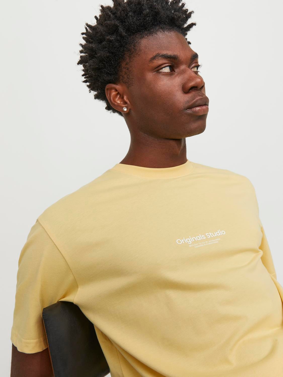 Printed Crew neck T shirt Light Yellow Jack Jones