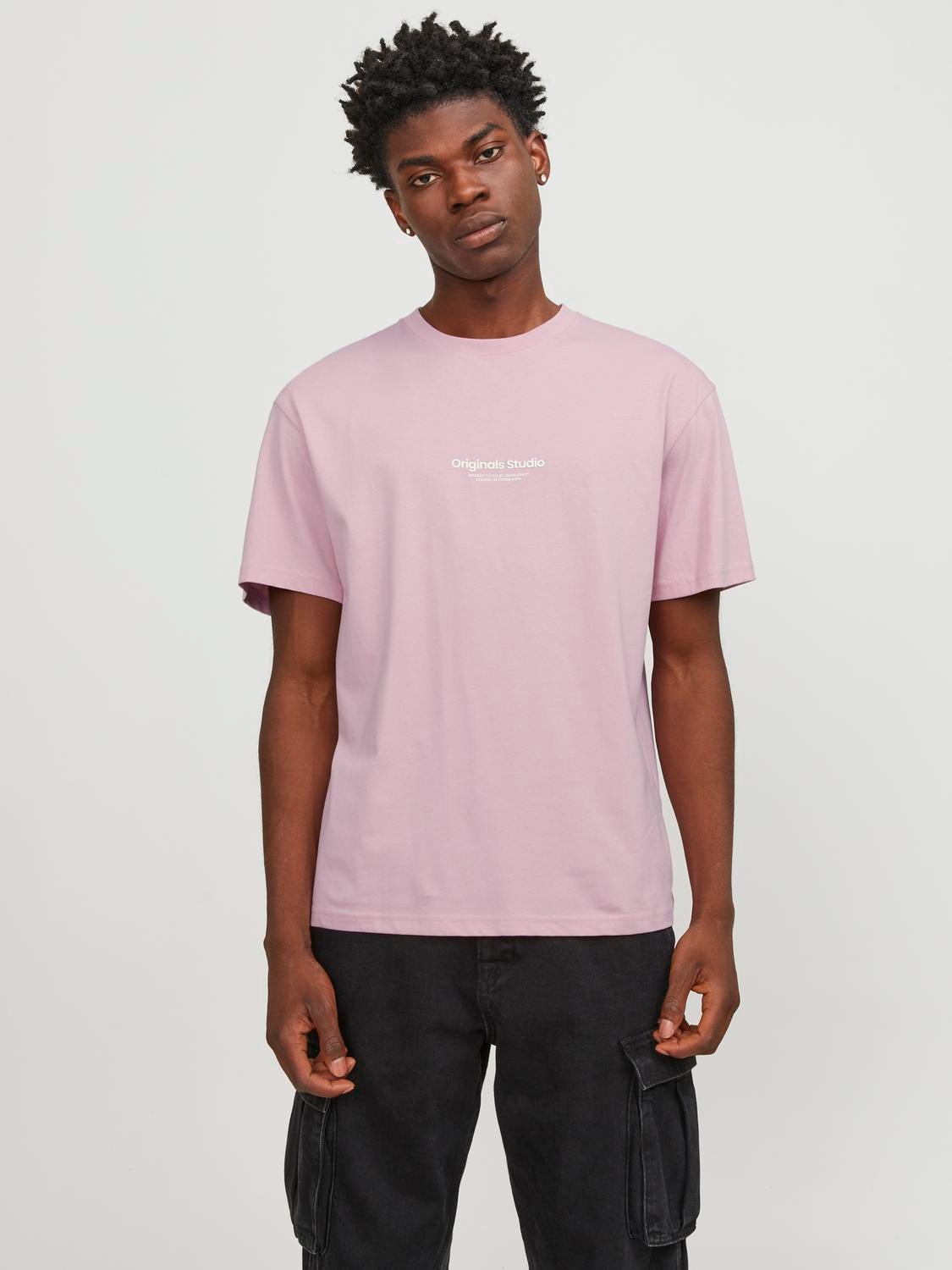 Jack & Jones Printet Crew neck T-shirt -Pink Nectar - 12240121