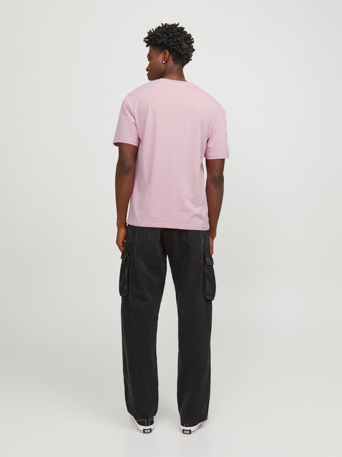 Jack & Jones Printed Crew neck T-shirt -Pink Nectar - 12240121