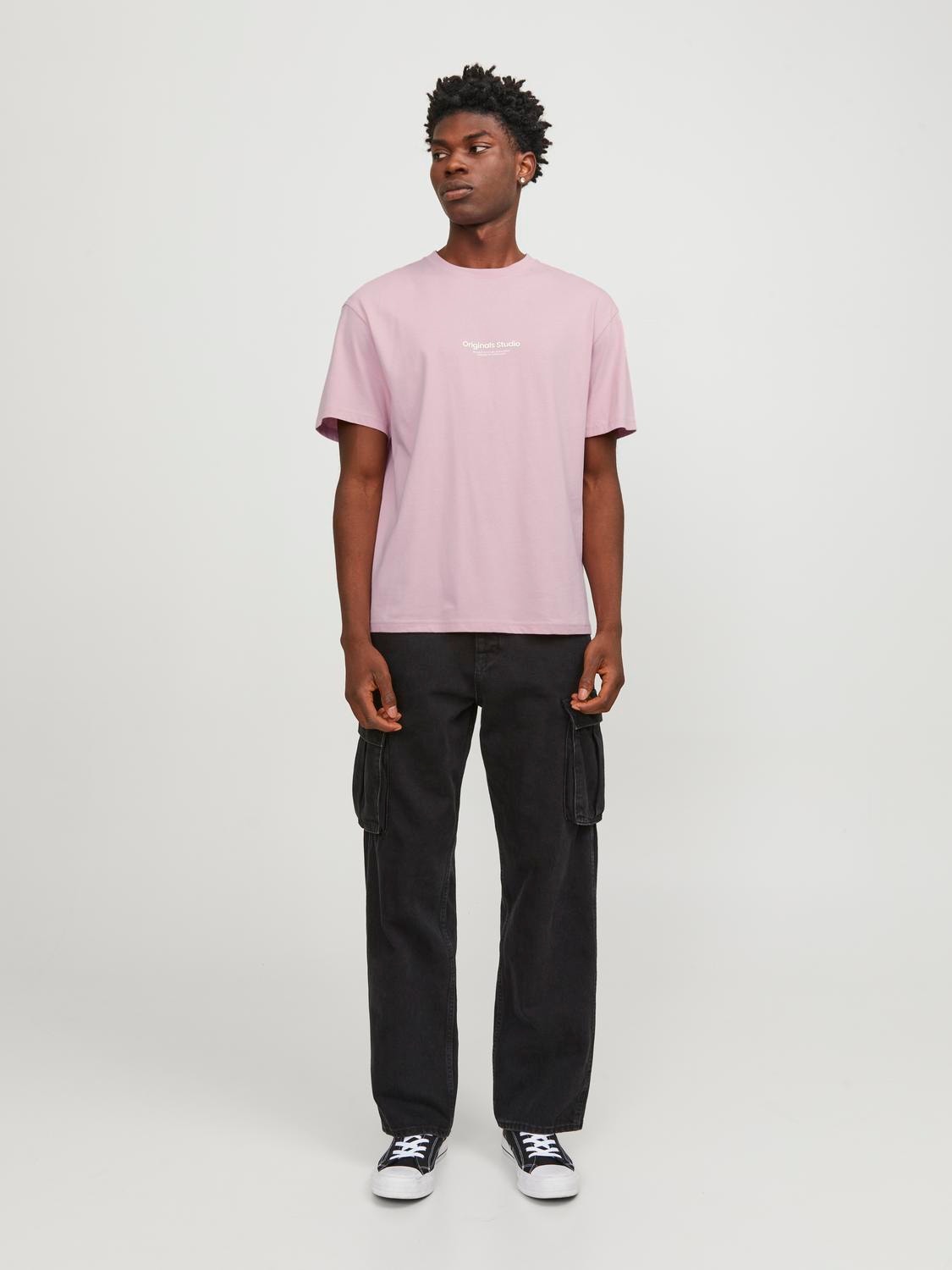 Jack & Jones Printed Crew neck T-shirt -Pink Nectar - 12240121