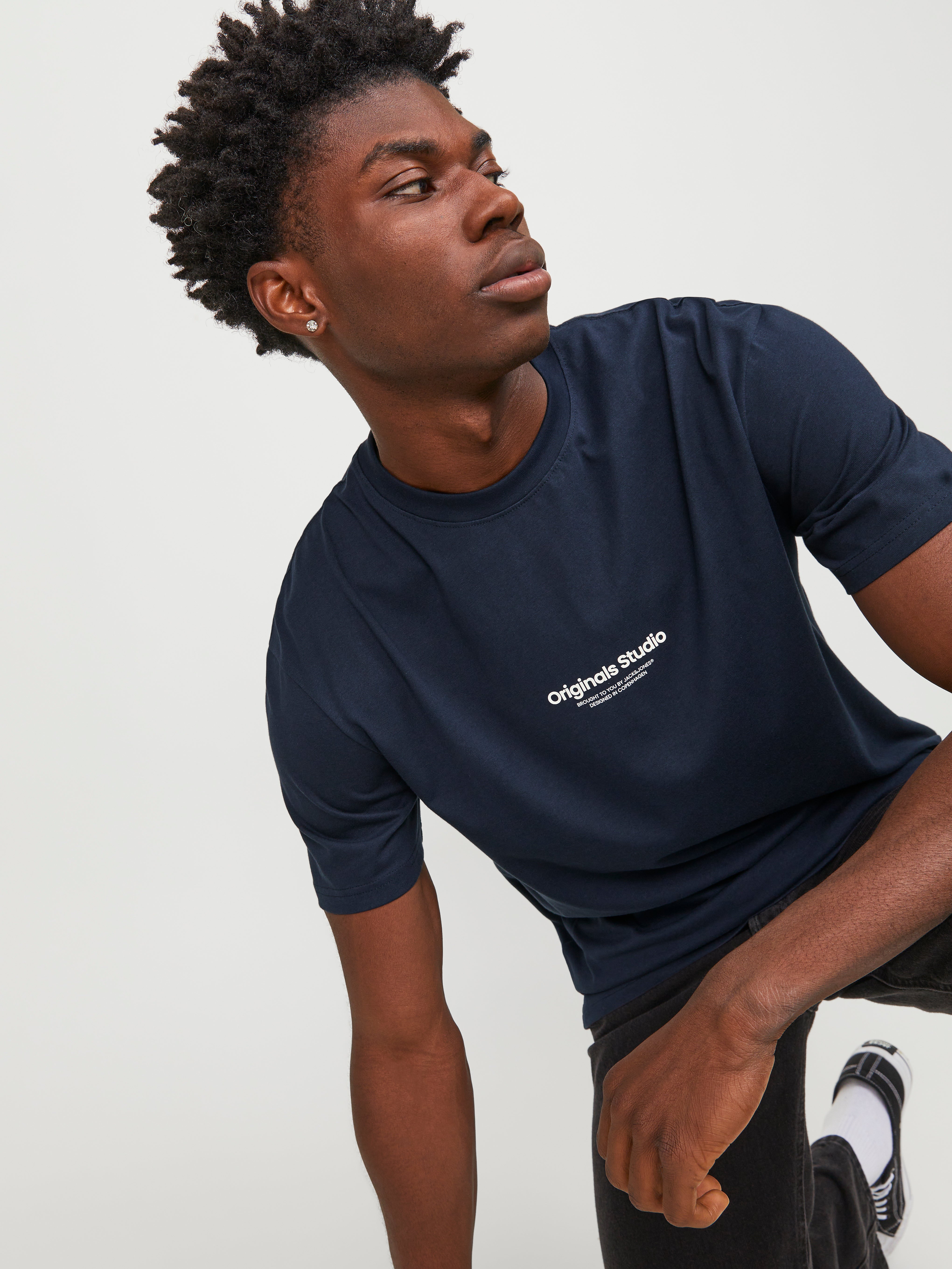 Gedruckt Rundhals T-shirt | Dunkelblau | Jack & Jones®