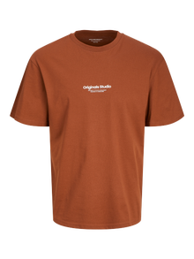 Jack & Jones Bedrukt Ronde hals T-shirt -Brandy Brown - 12240121