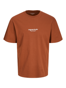 Jack & Jones Nadruk Okrągły dekolt T-shirt -Brandy Brown - 12240121