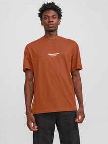 Jack & Jones Spausdintas raštas Apskritas kaklas Marškinėliai -Brandy Brown - 12240121