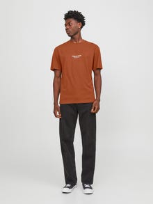 Jack & Jones Spausdintas raštas Apskritas kaklas Marškinėliai -Brandy Brown - 12240121