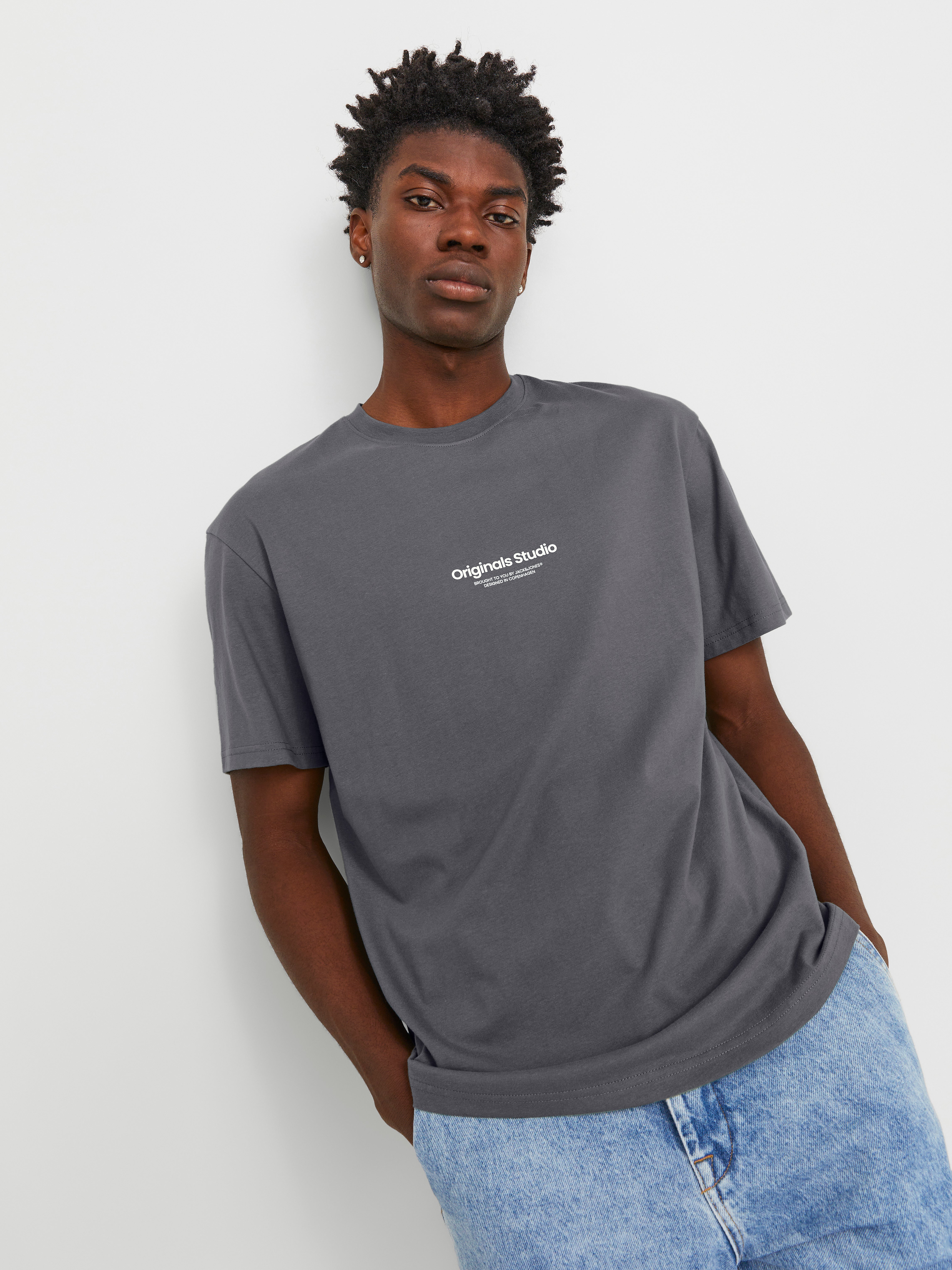 Gedruckt Rundhals T-shirt | Dunkelgrau | Jack & Jones® 