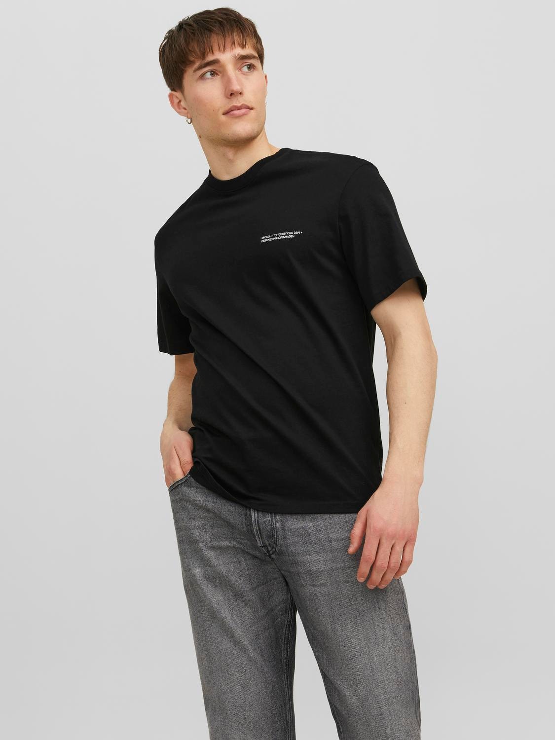 Jack & Jones Spausdintas raštas Apskritas kaklas Marškinėliai -Black - 12240122