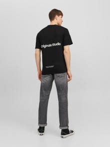 Jack & Jones Spausdintas raštas Apskritas kaklas Marškinėliai -Black - 12240122