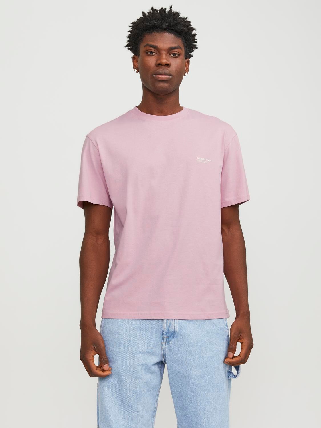 Jack & Jones Tryck Rundringning T-shirt -Pink Nectar - 12240122