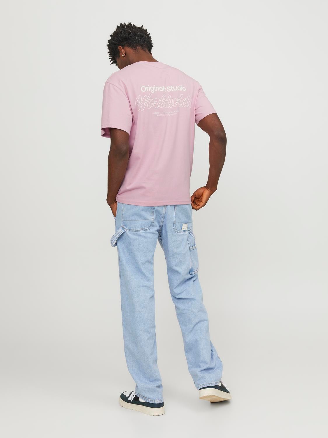 Jack & Jones Printed Crew neck T-shirt -Pink Nectar - 12240122