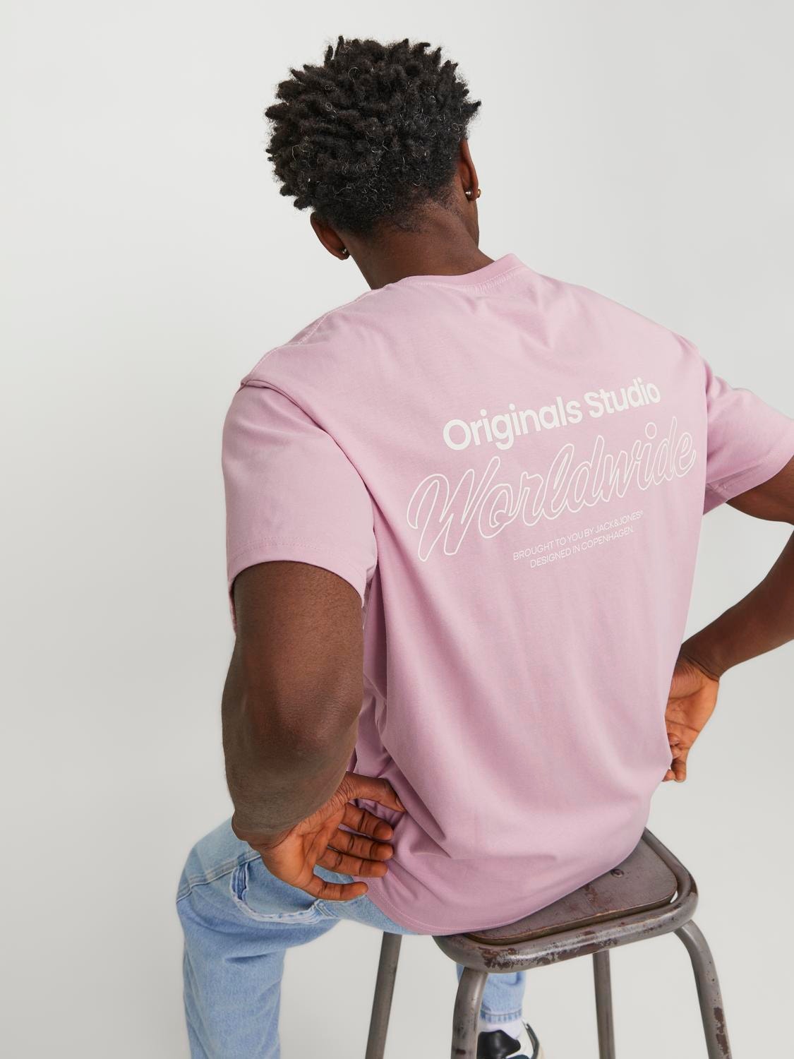 Jack & Jones Gedruckt Rundhals T-shirt -Pink Nectar - 12240122