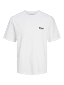 Jack & Jones Painettu Pyöreä pääntie T-paita -Bright White - 12240122