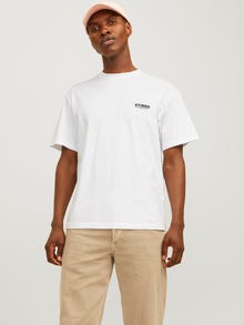 Jack & Jones Painettu Pyöreä pääntie T-paita -Bright White - 12240122