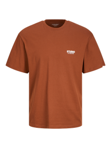 Jack & Jones Nadruk Okrągły dekolt T-shirt -Brandy Brown - 12240122