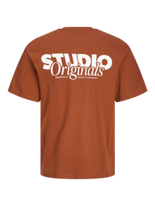 Jack & Jones Bedrukt Ronde hals T-shirt -Brandy Brown - 12240122