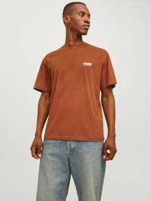 Jack & Jones Nadruk Okrągły dekolt T-shirt -Brandy Brown - 12240122