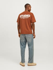 Jack & Jones Nyomott mintás Környak Trikó -Brandy Brown - 12240122